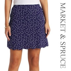 Market and Spruce Navy and White Polka Dot A-Line Skirt sz M
